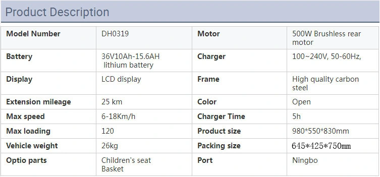 China Factory Producer 4 Wheel Adult Electric Mobility Scooter for Old People